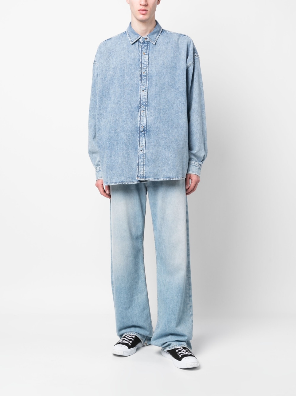 Blue light-wash long-sleeve denim shirt - unisex - ACNE STUDIOS